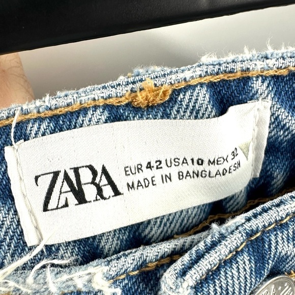 Zara Womens High Rise Mom Jeans Size 10 Blue Wash Ankle Rigid Denim - Picture 4 of 8